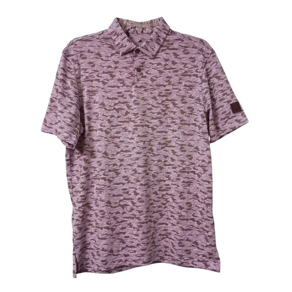 Adidas Go To Camo Print Golf Polo Mens Small Stretch Short Sleeves Quiet Crimson - Picture 1 of 8